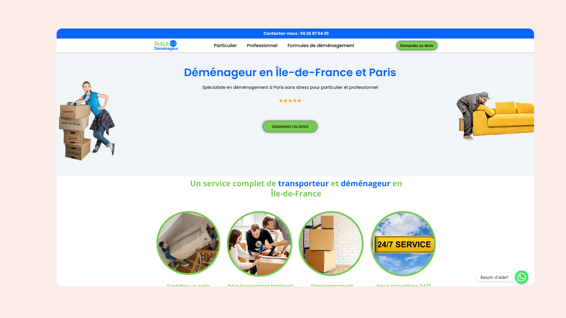 Création site web paris déménageur